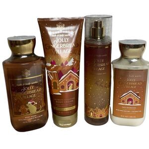 Bath and Body Works JOLLY GINGERBREAD VILLAGE 4 Piece Set